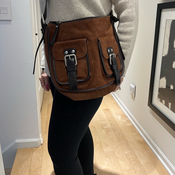 Coccinelle brown suede shoulder bag - Picture 7 of 8